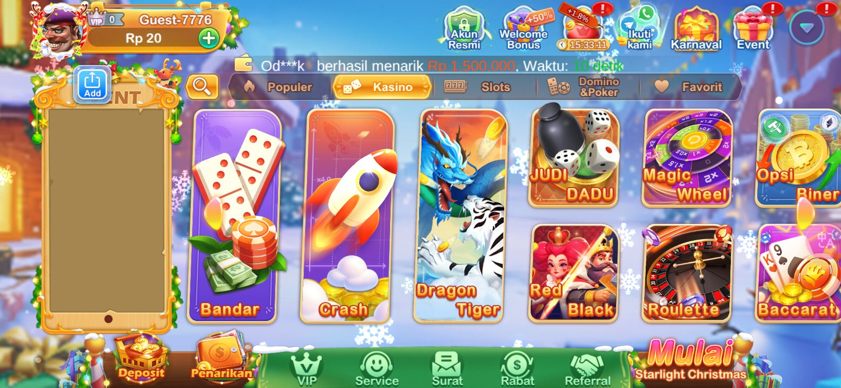 Permainan kasino terbaik seperti Baccarat dan Sic Bo di IW777 APK.